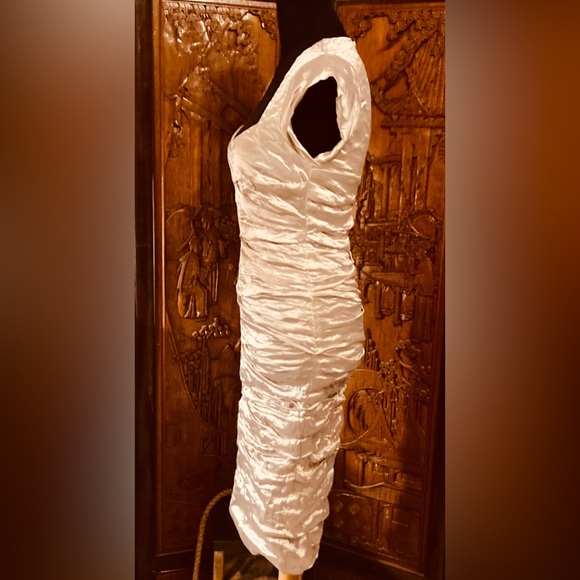 Nicole Miller Collection GOLD LABEL Metallic Silk Ruched MIDI dress - Picture 5 of 11